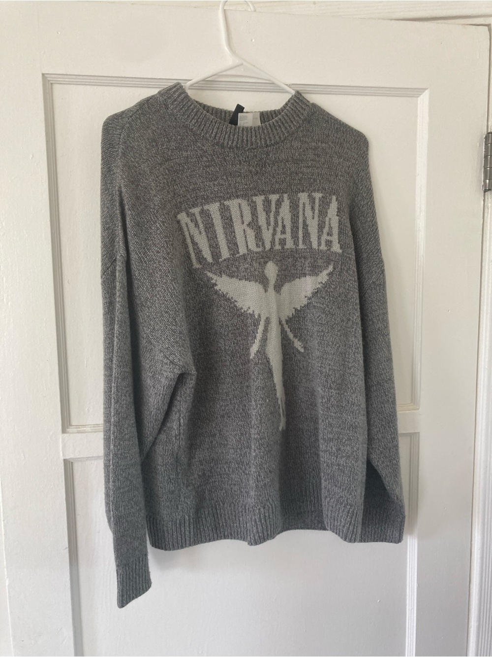 NIRVANA Gray Crewneck Sweater with Angel Logo